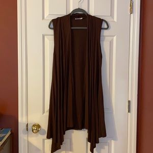 Brown open front sleeveless cardigan